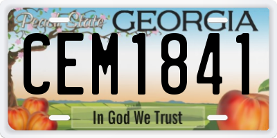 GA license plate CEM1841