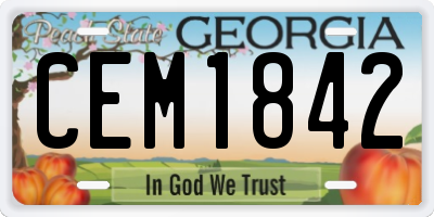 GA license plate CEM1842