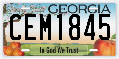 GA license plate CEM1845