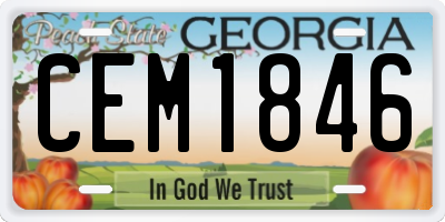 GA license plate CEM1846