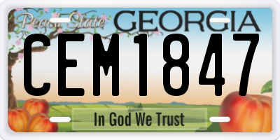 GA license plate CEM1847