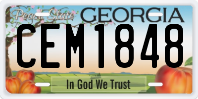 GA license plate CEM1848