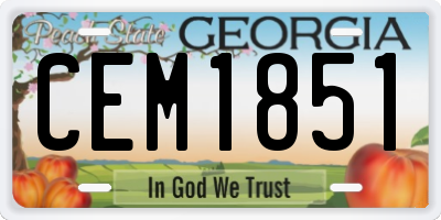 GA license plate CEM1851