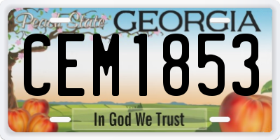 GA license plate CEM1853