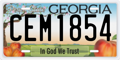 GA license plate CEM1854