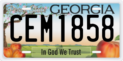 GA license plate CEM1858