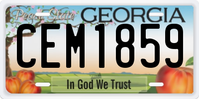 GA license plate CEM1859