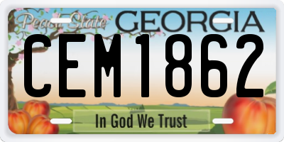 GA license plate CEM1862