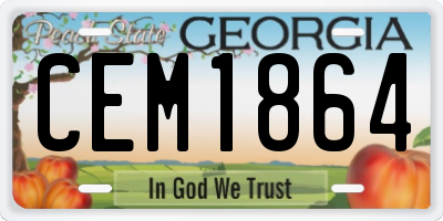 GA license plate CEM1864