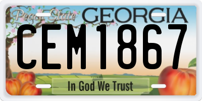 GA license plate CEM1867