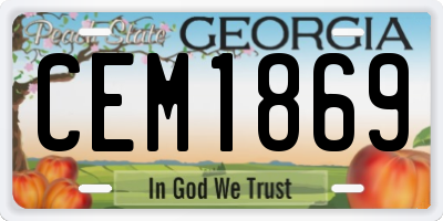 GA license plate CEM1869