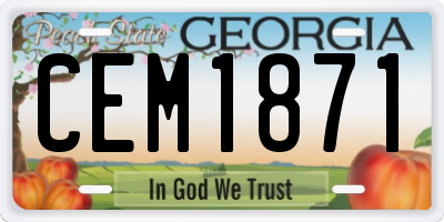 GA license plate CEM1871