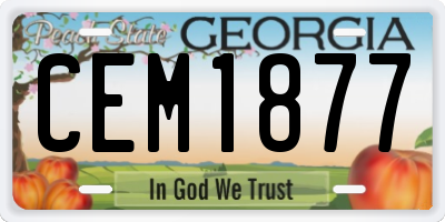 GA license plate CEM1877