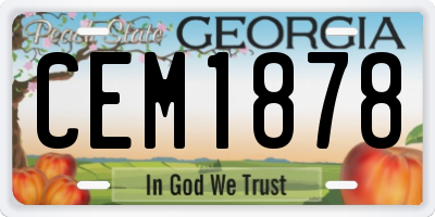 GA license plate CEM1878
