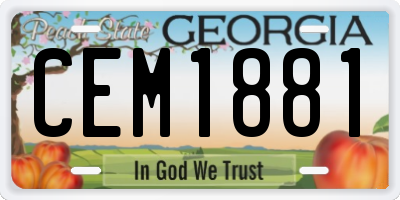 GA license plate CEM1881