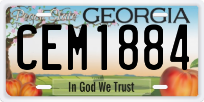 GA license plate CEM1884