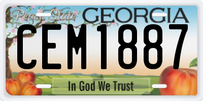 GA license plate CEM1887