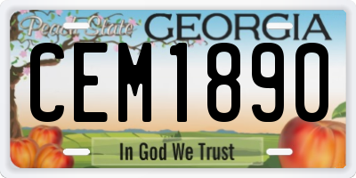 GA license plate CEM1890