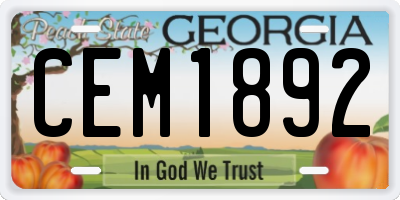 GA license plate CEM1892