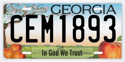 GA license plate CEM1893