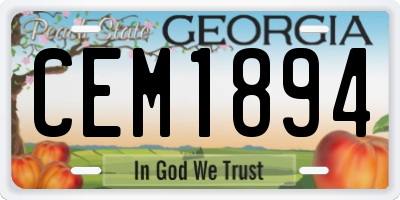 GA license plate CEM1894