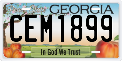 GA license plate CEM1899