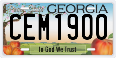 GA license plate CEM1900
