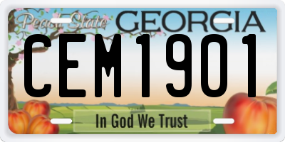 GA license plate CEM1901