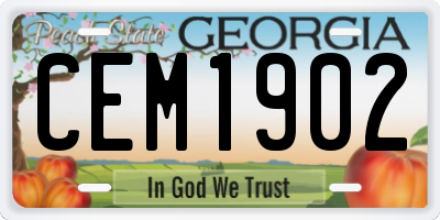 GA license plate CEM1902