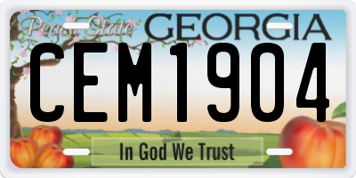 GA license plate CEM1904
