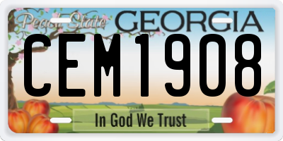 GA license plate CEM1908