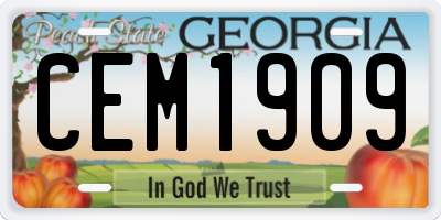 GA license plate CEM1909