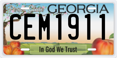 GA license plate CEM1911
