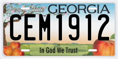 GA license plate CEM1912