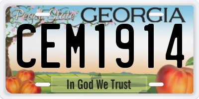 GA license plate CEM1914