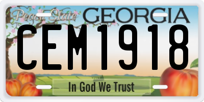 GA license plate CEM1918