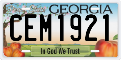 GA license plate CEM1921