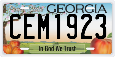 GA license plate CEM1923