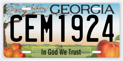 GA license plate CEM1924