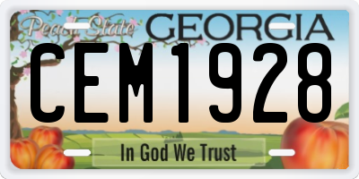 GA license plate CEM1928