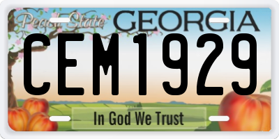 GA license plate CEM1929