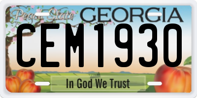 GA license plate CEM1930