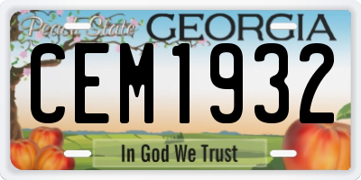 GA license plate CEM1932