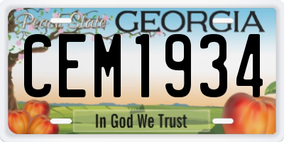 GA license plate CEM1934