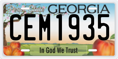 GA license plate CEM1935