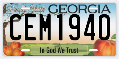 GA license plate CEM1940