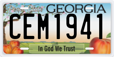GA license plate CEM1941
