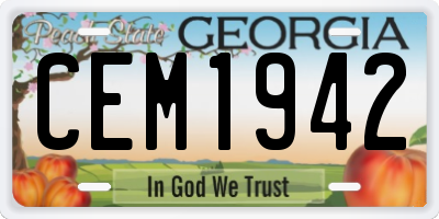 GA license plate CEM1942