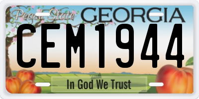 GA license plate CEM1944