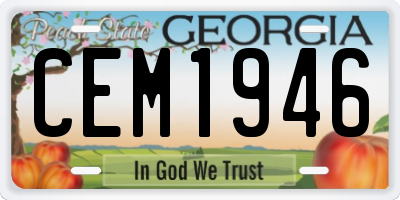 GA license plate CEM1946